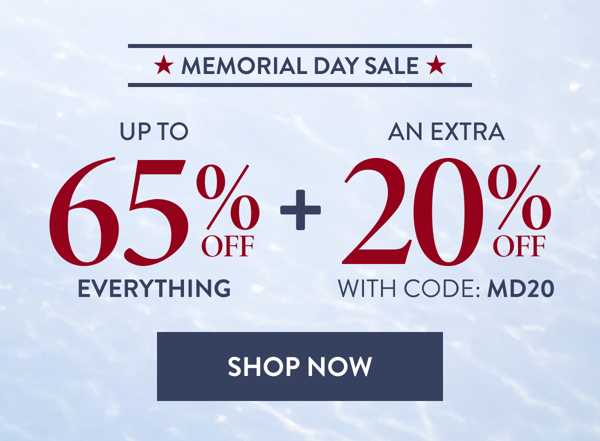 Up To 65% Off Everything + An Extra 20% Off | With Code: MD20 | Shop Now