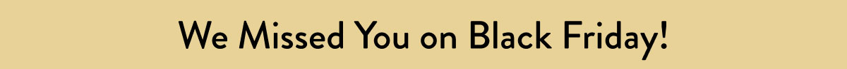We Missed You on Black Friday!