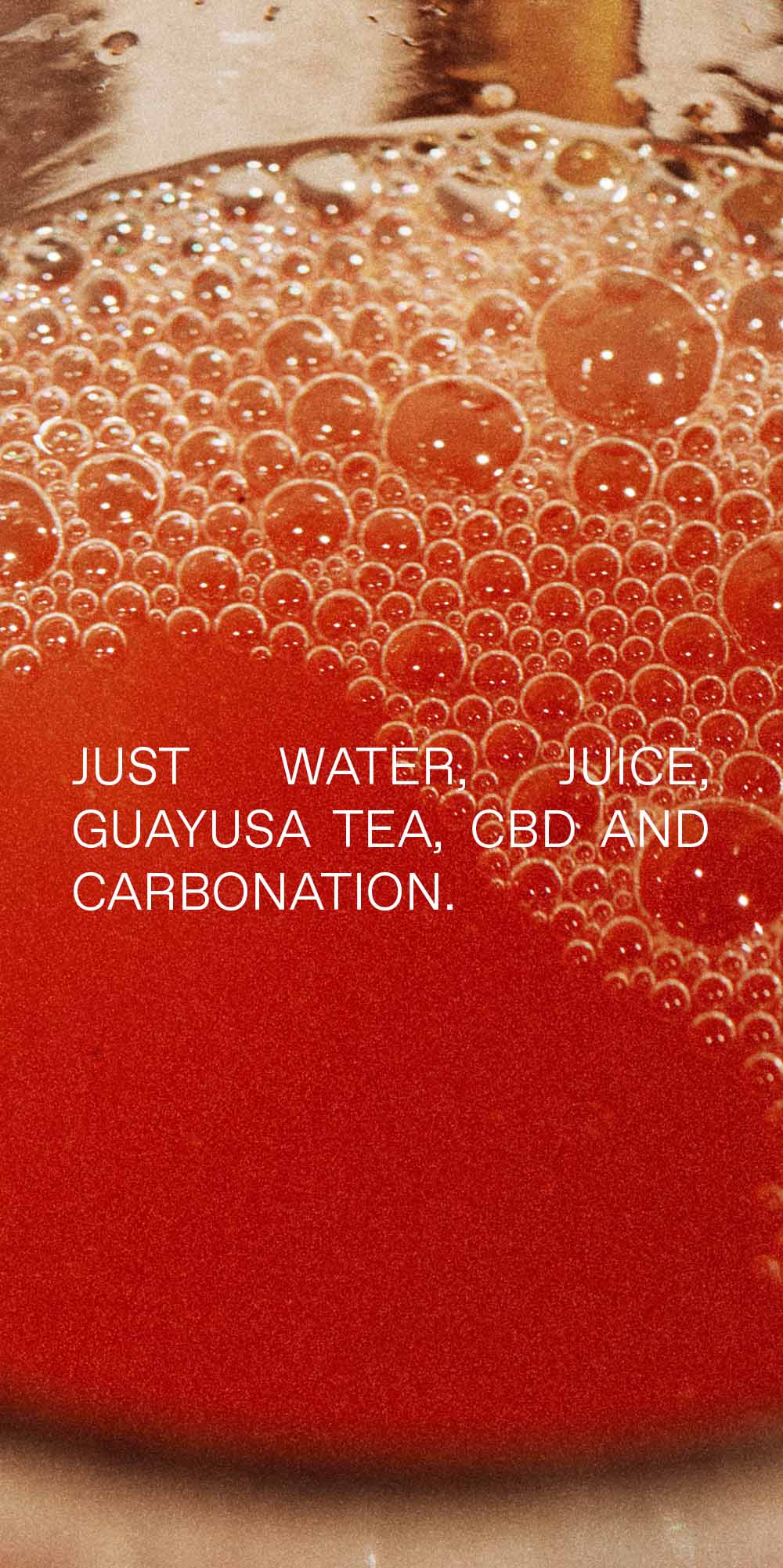Made with water, juice, guayusa, cbd & carbonation