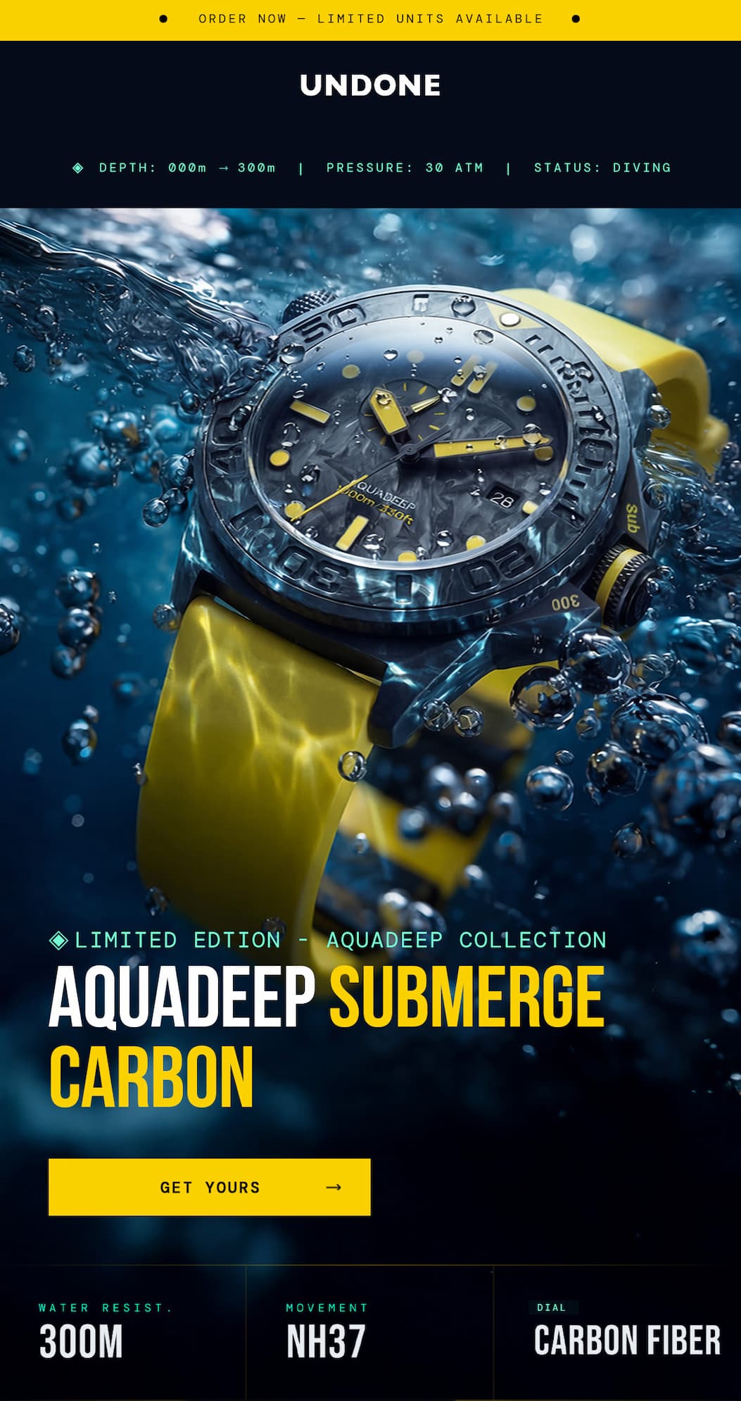 Undone Releases the Aquadeep Submerge Carbon Dive Watch