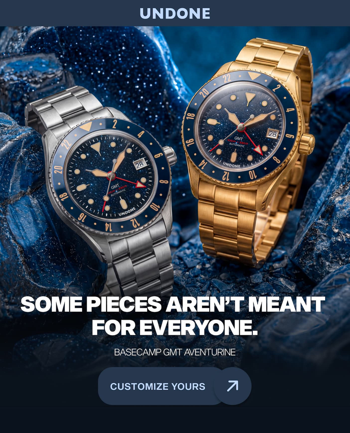 Undone Launches New Basecamp GMT Featuring Aventurine Dial