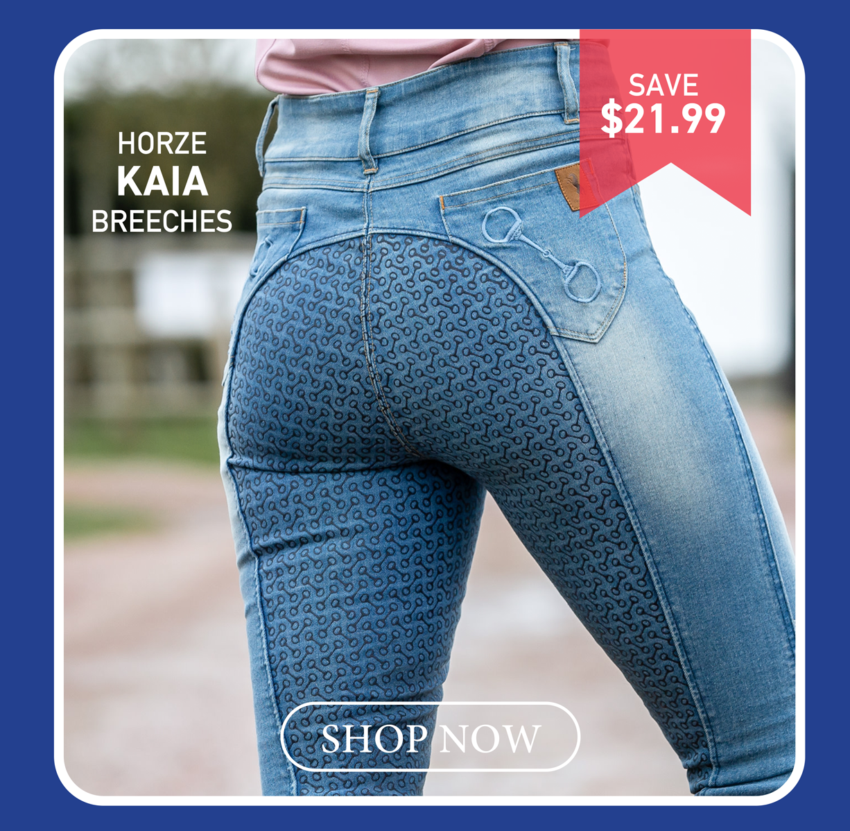Horze Kaia Women's High Waist Denim Silicone Full Seat Breeches