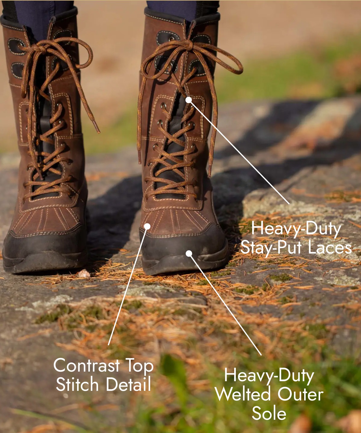 Heavy-Duty Stay- Put Laces, Contrast Top Stitch Detail, Heavy-Duty Welted Outer Sole