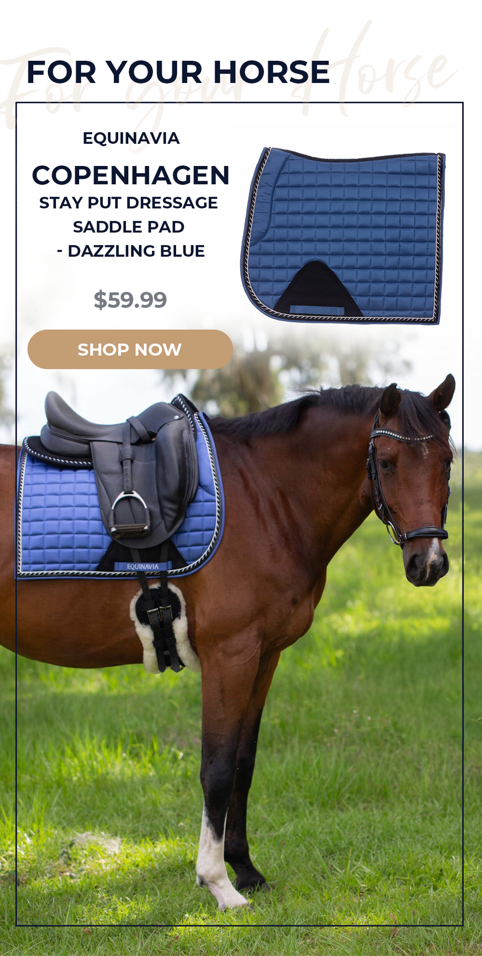 Equinavia Copenhagen Stay Put Dressage Saddle Pad - Dazzling Blue