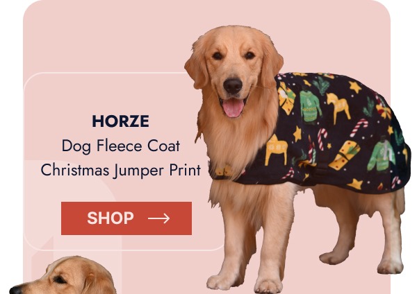 Horze Dog Fleece Coat Christmas Jumper Print. Shop
