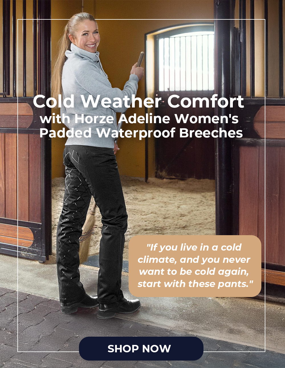 Cold Weather Comfort with Horze Adeline Women's Padded Waterproof Breeches