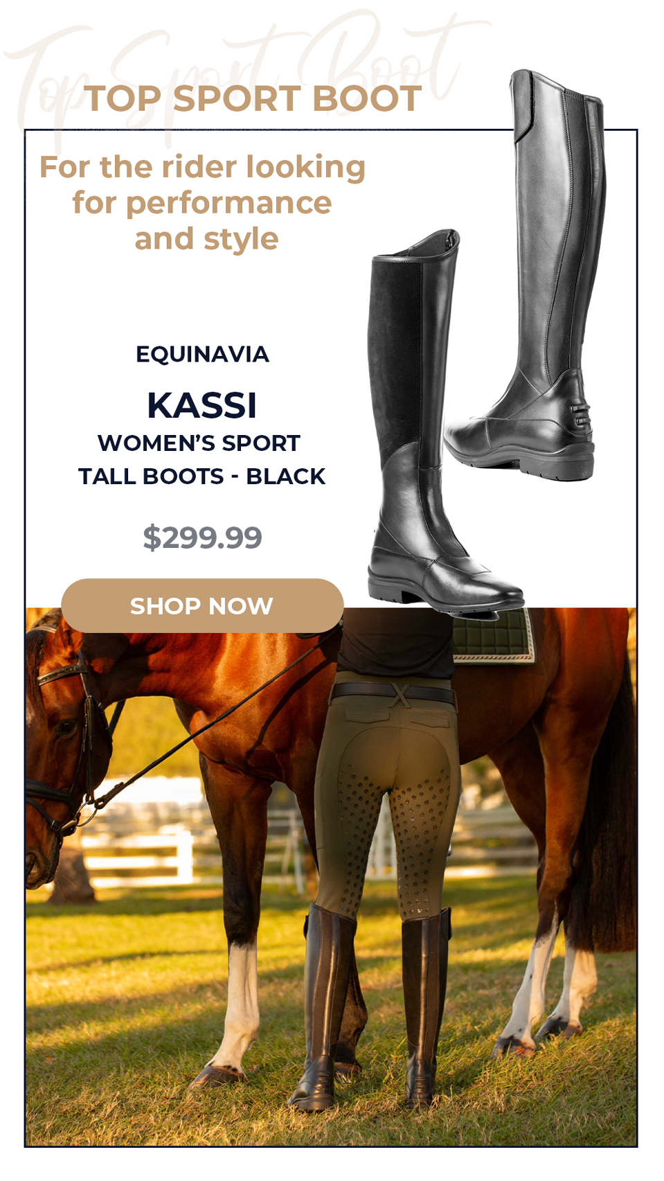 Equinavia Kassi Women's Sport Tall Boots - Black/Regular Height