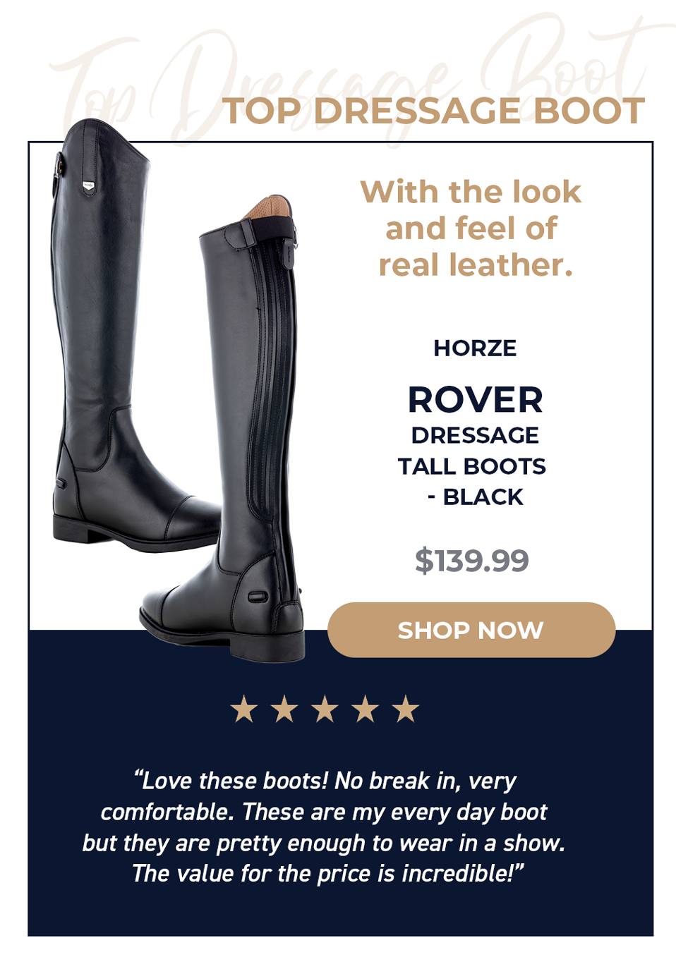 Horze Rover Dressage Tall Boots - Black