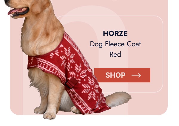 Horze Dog Fleece Coat Red. Shop