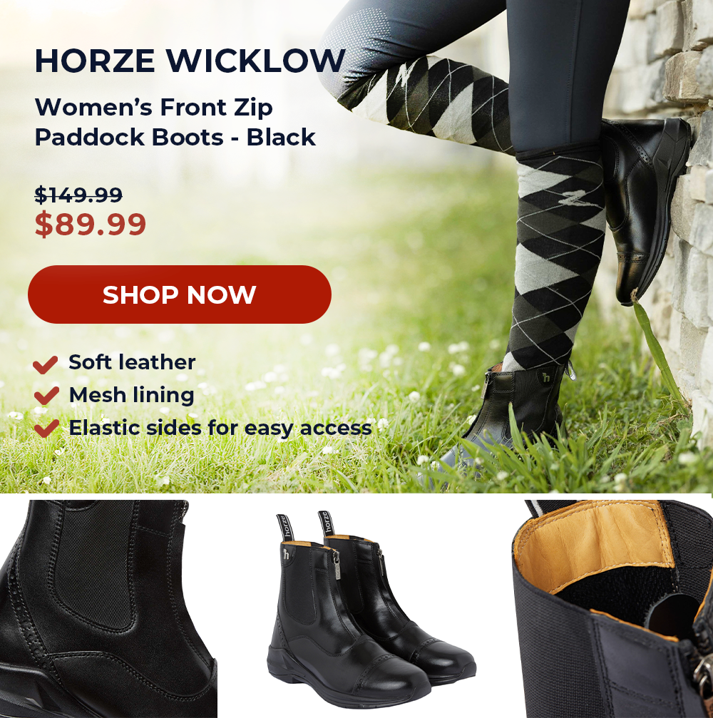 Horze Wicklow Women's Front Zip Paddock Boots - Black