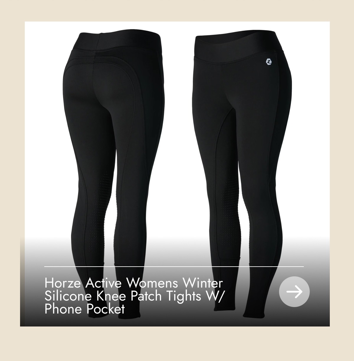 Horze Active Womens Winter Silicone Knee Patch Tights W/ Phone Pocket