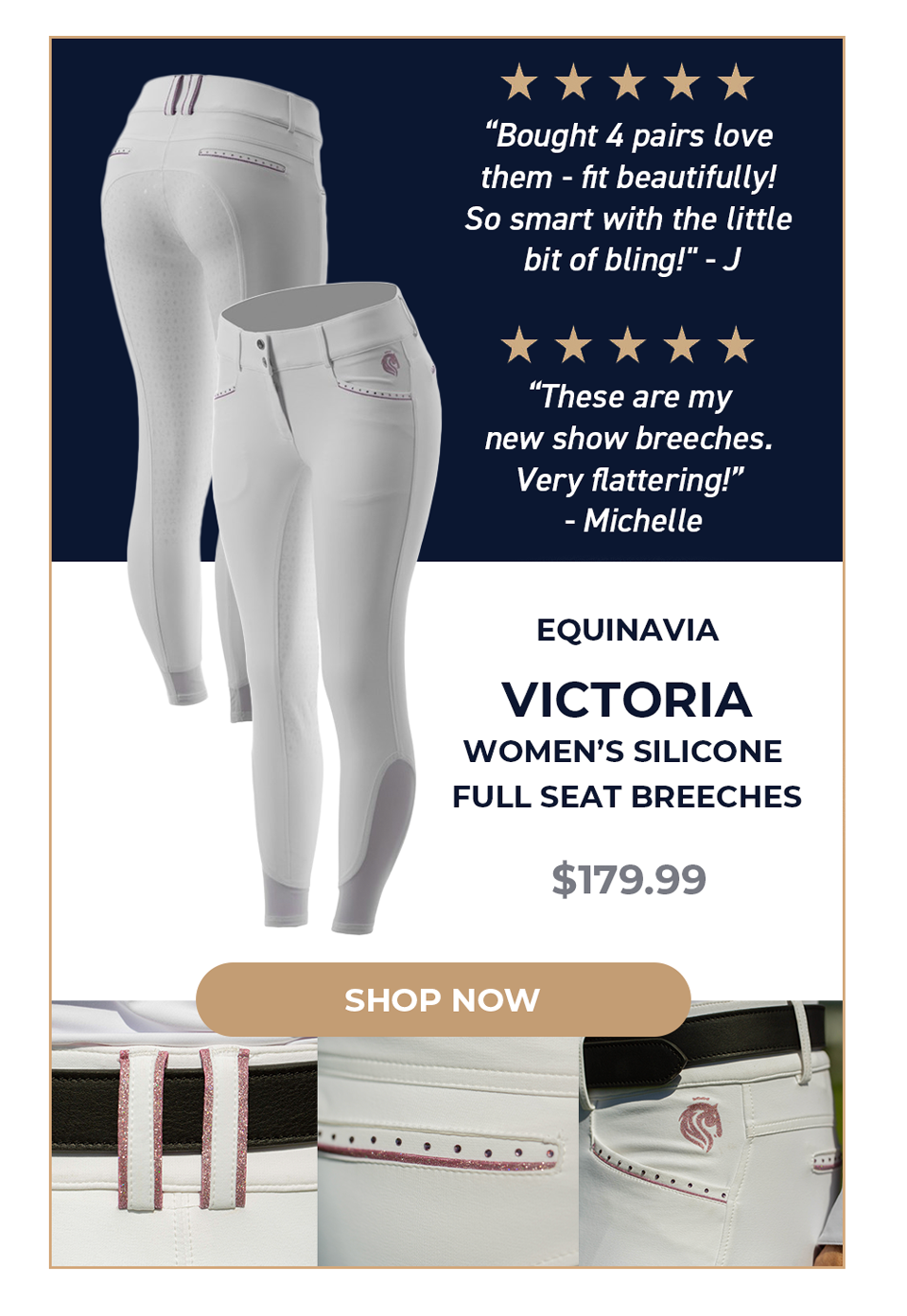 Equinavia Victoria Women's Silicone Full Seat Breeches - White/Orchid Mist