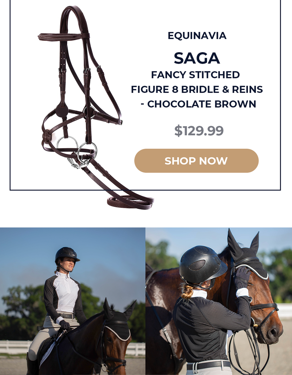 Equinavia Saga Fancy Stitched Figure 8 Bridle & Reins - Chocolate Brown