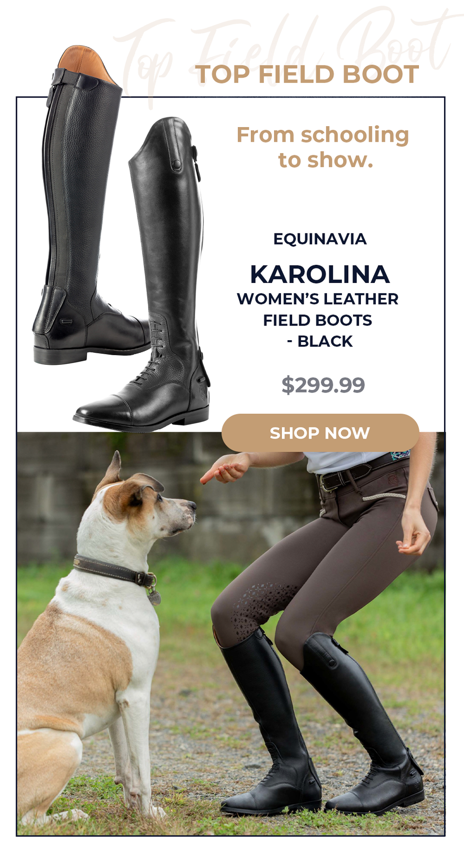 Equinavia Karolina Women's Leather Field Boots - Black/Regular Height