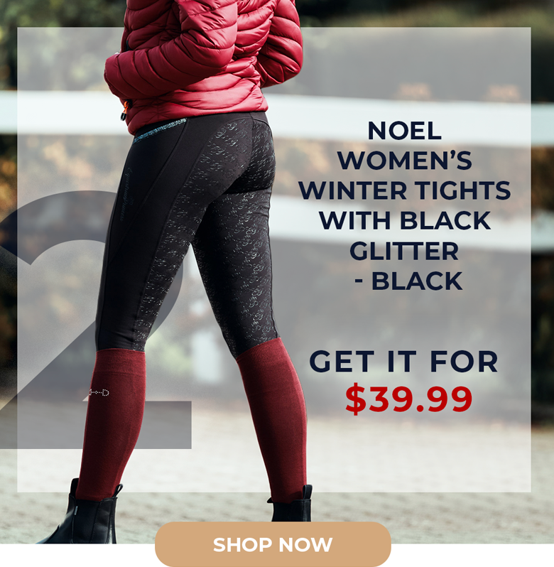 Noel Women's Winter Tights with Black Glitter - Black