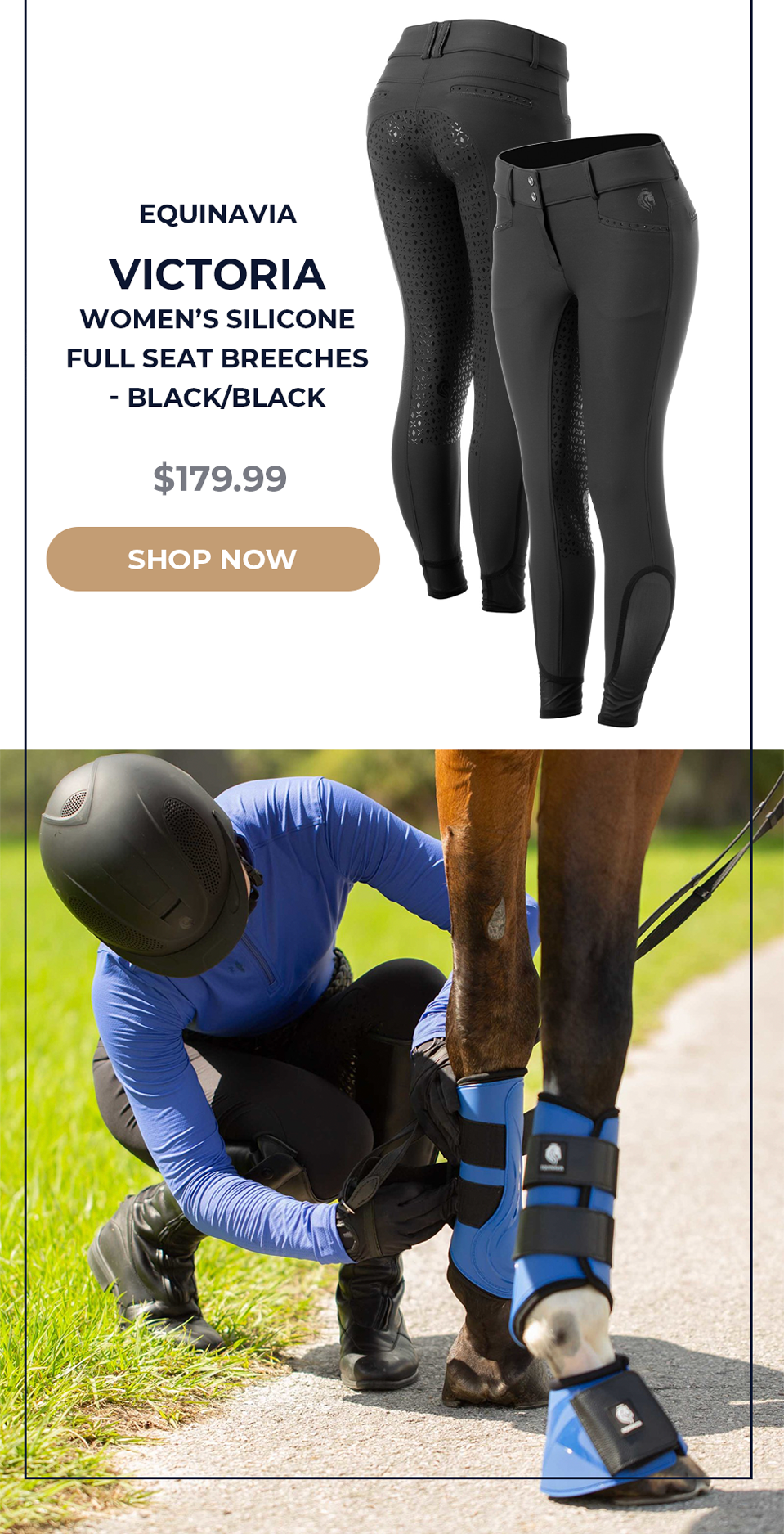 Equinavia Victoria Women's Silicone Full Seat Breeches - Black/Black