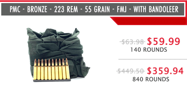 PMC - Bronze - 223 Rem - 55 Grain - FMJ - with Bandolier