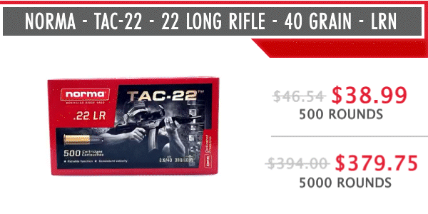 Norma - TAC-22 - 22 Long Rifle - 40 Grain - LRN - 1083 fp