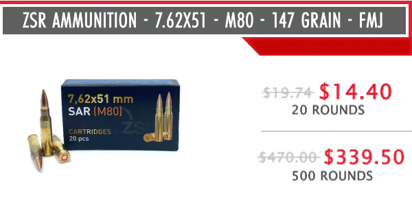 ZSR Ammunition - 7.62x51 - M80 - 147 Grain - FMJ