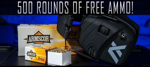 FREE! Armscor - 22 Long Rifle - 40 Grain - SVSP - 500 Rounds - with - AXIL - Trackr - Electronic Earmuff - Black