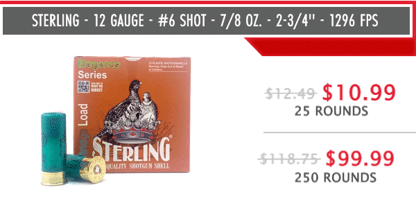 Sterling - 12 Gauge - #6 Shot - 7/8 oz. - 2-3/4'' - 1296 FPS