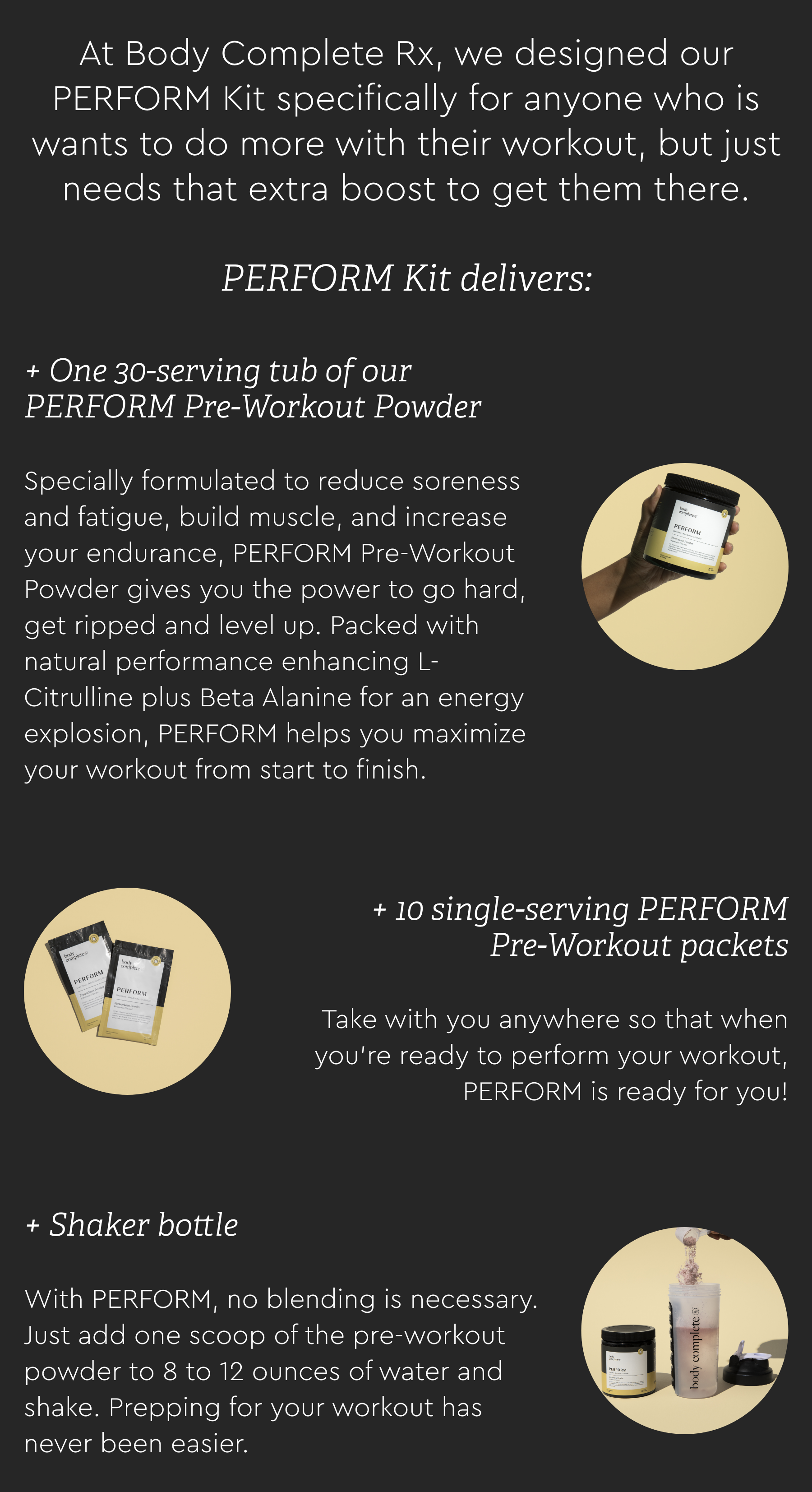 Grab PERFORM Kit to Grab a Boost for Your Workout Body Complete Rx