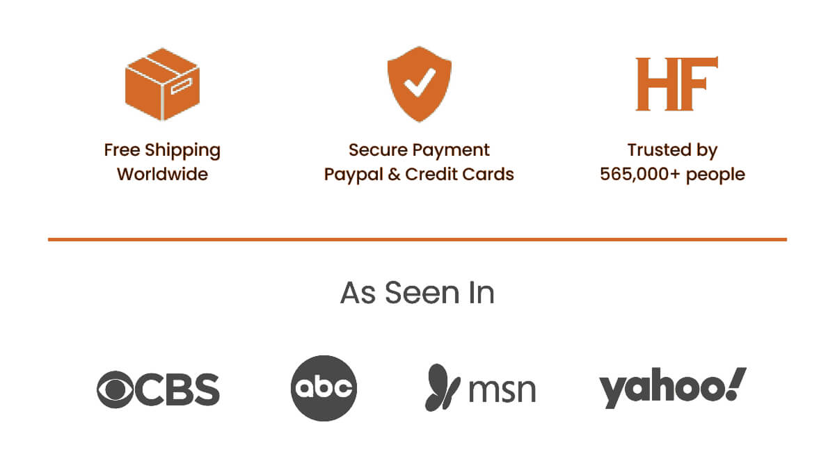 Free Shipping Worldwide, Secure Payment Paypal & Credit Cards, Trusted by 565,000+ people