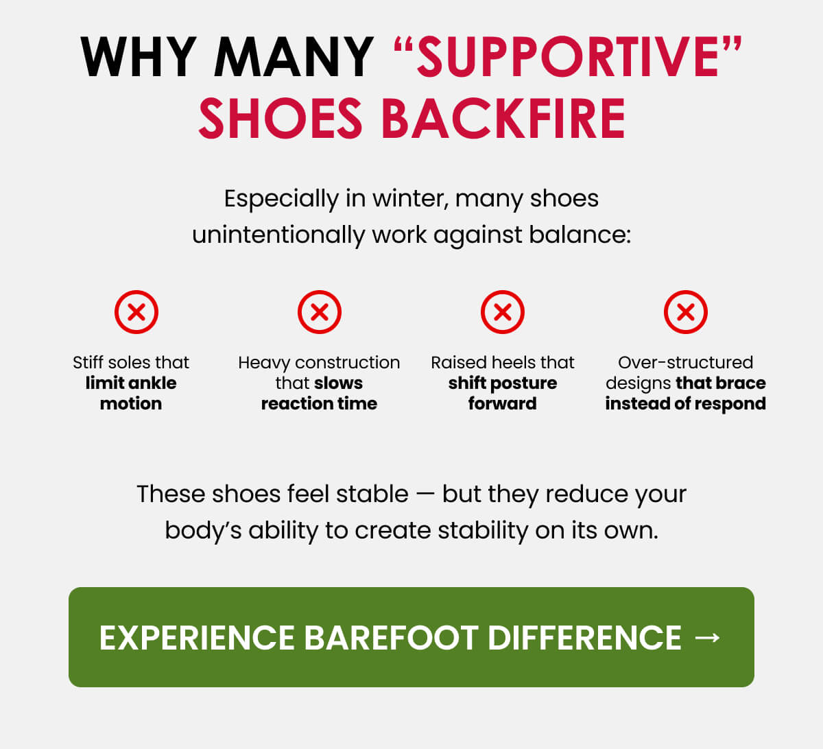 WHY MANY “SUPPORTIVE” SHOES BACKFIRE