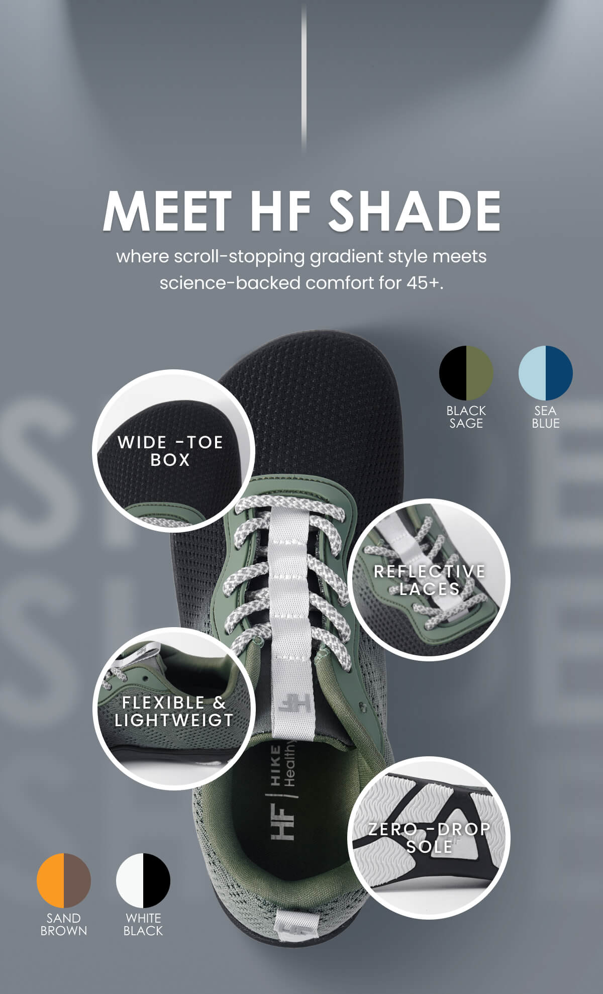 where scroll-stopping gradient style meets science-backed comfort for 45+.