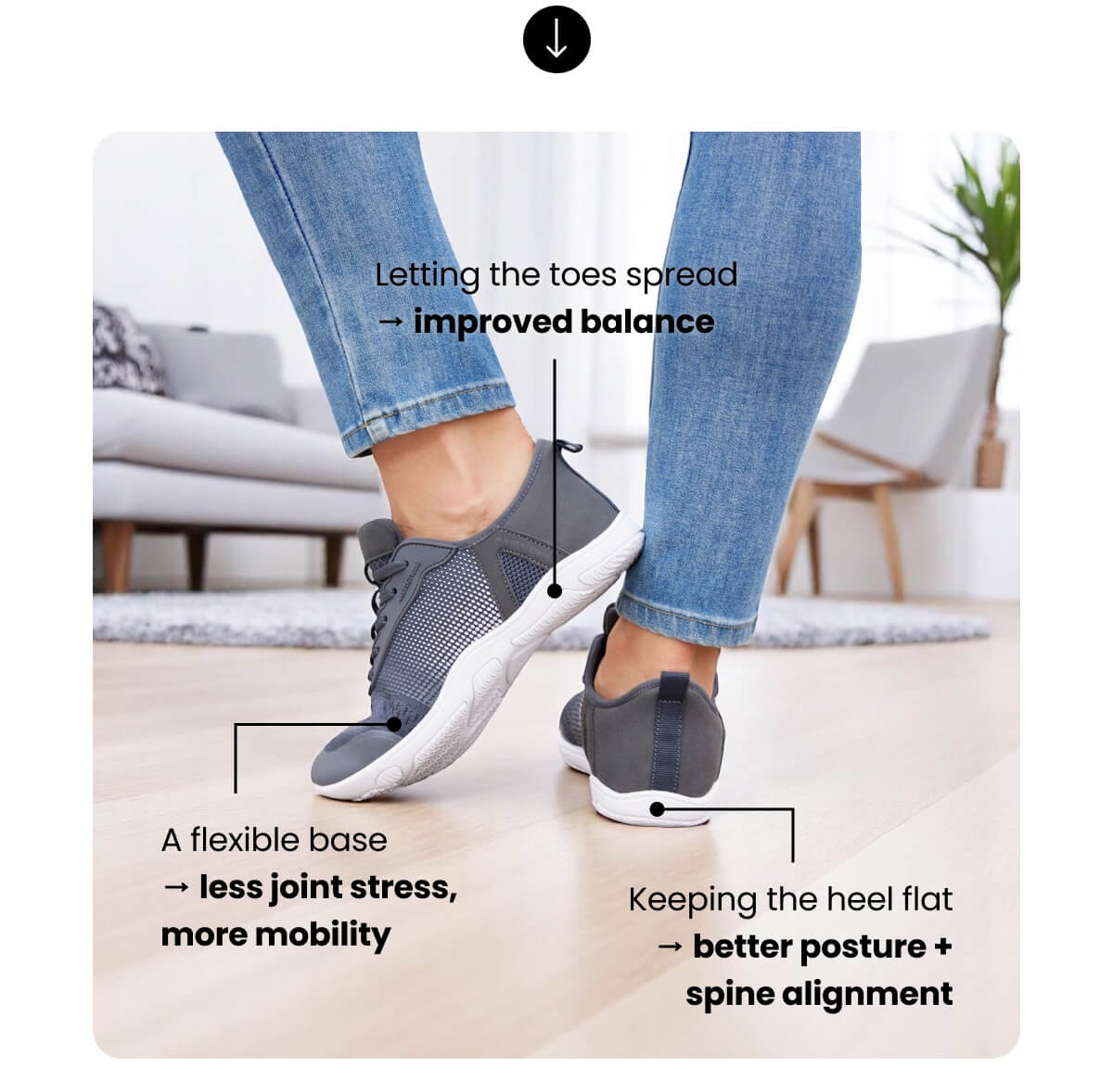 Letting the toes spread → improved balance