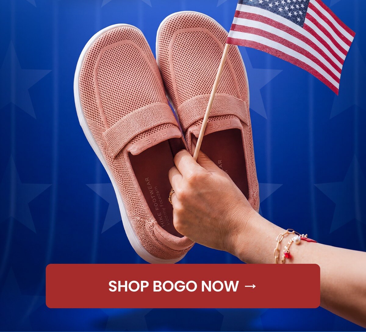 Hike barefoot shoes with an American flag — Shop BOGO now