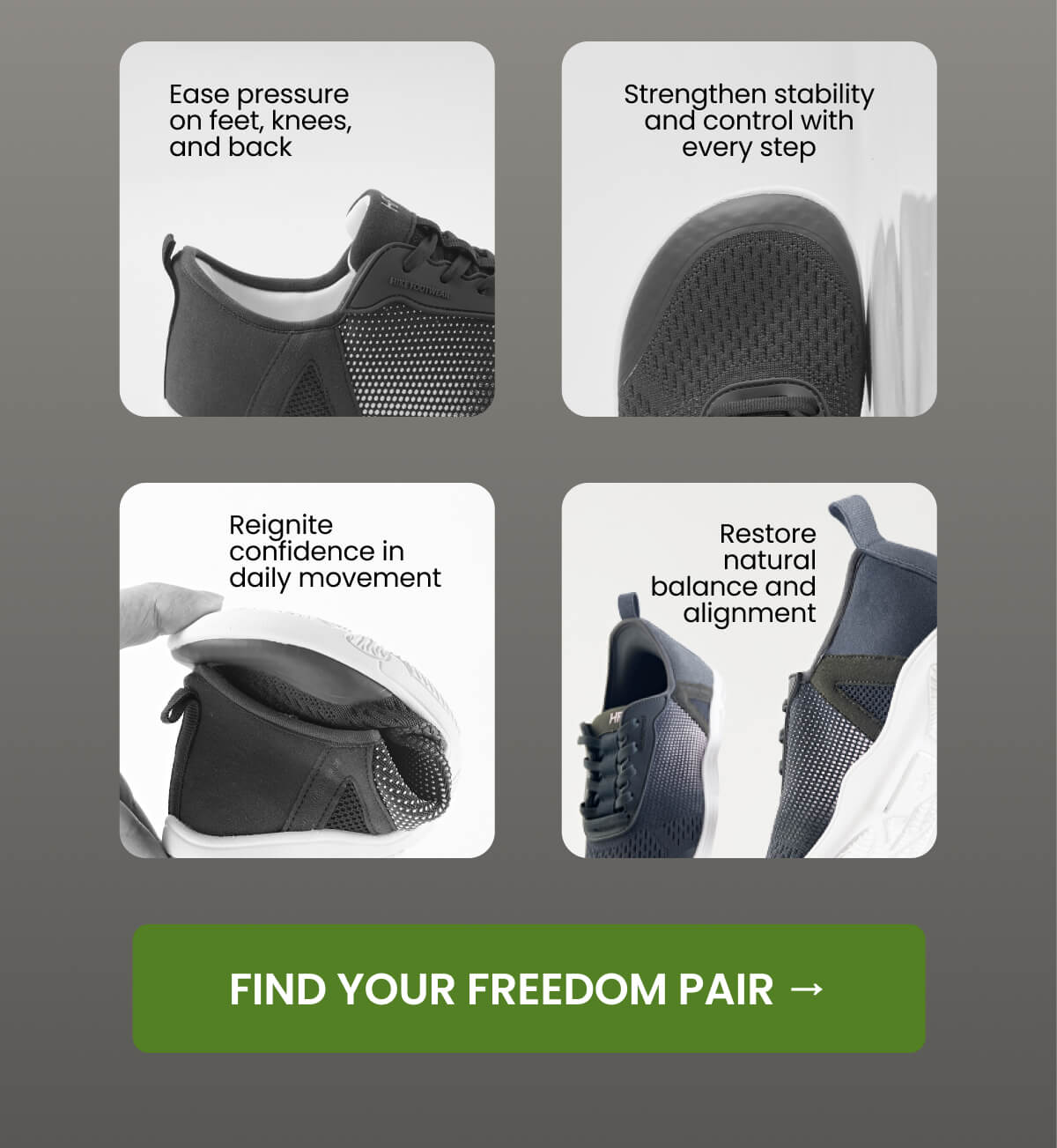 Ease pressure on feet, knees, and back