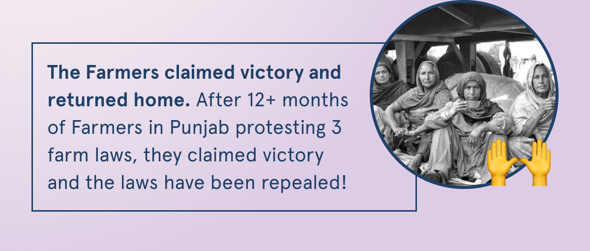 The farmers claimed victory and returned home.