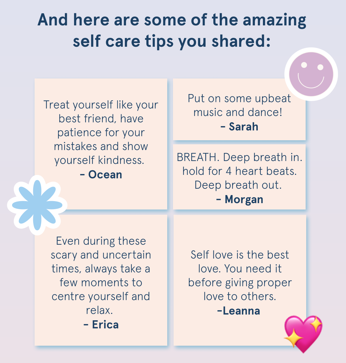 And here are some of the amazing tips you shared.