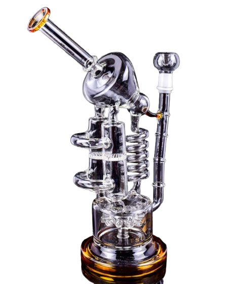 Tsunami Glass - Honeycomb Perc Microscope Recycler Bong - Turn on Images!