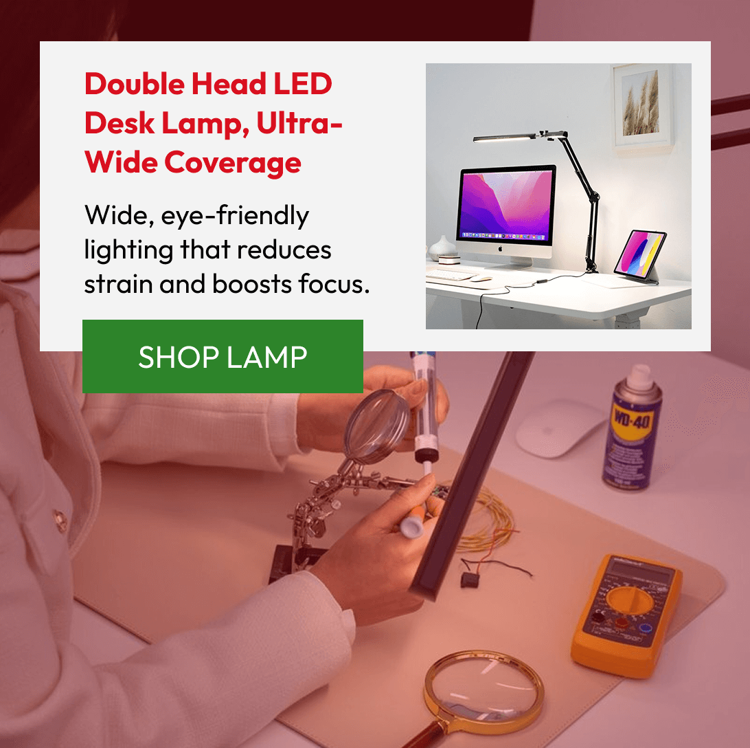 Double Head LED Desk Lamp, Ultra-Wide Coverage