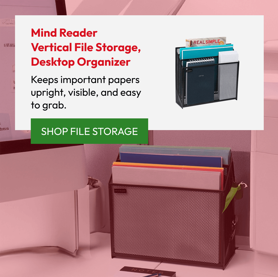 Mind Reader Vertical File Storage, Desktop Organizer