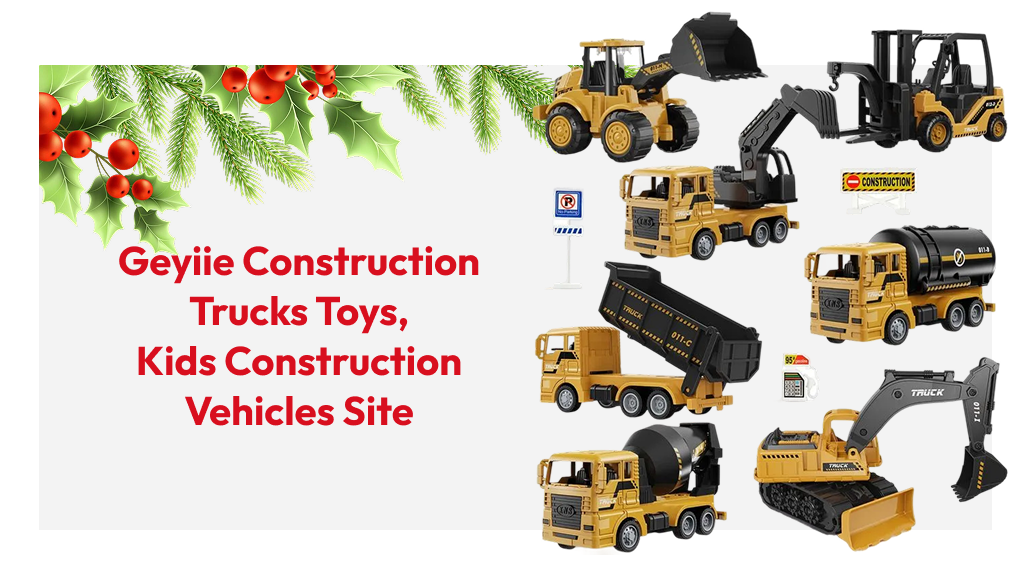 Geyiie Construction Trucks Toys, Kids Construction Vehicles Site