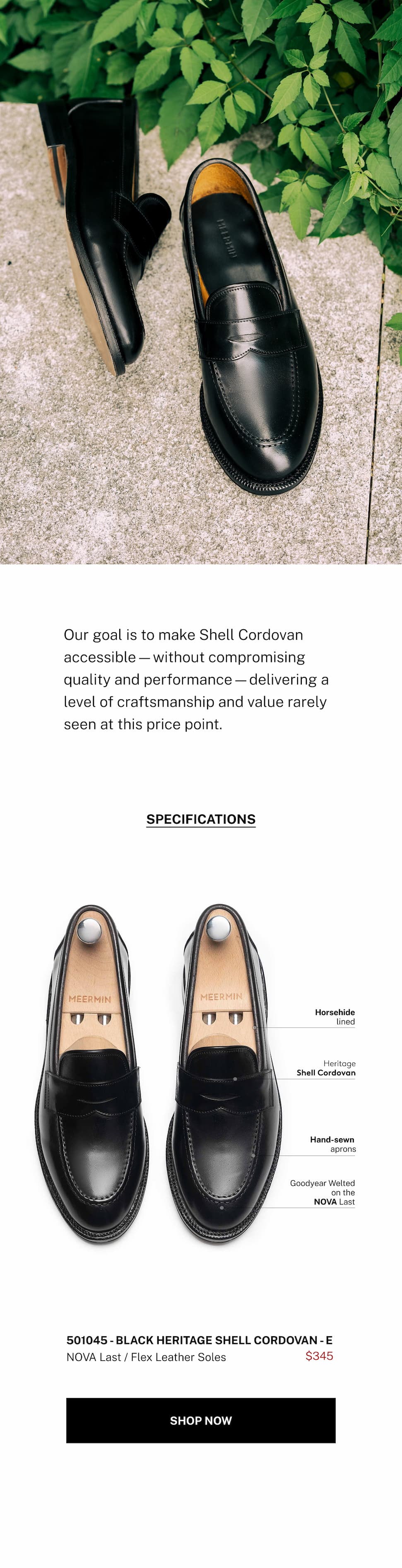 Black Shell Cordovan Penny Loafer