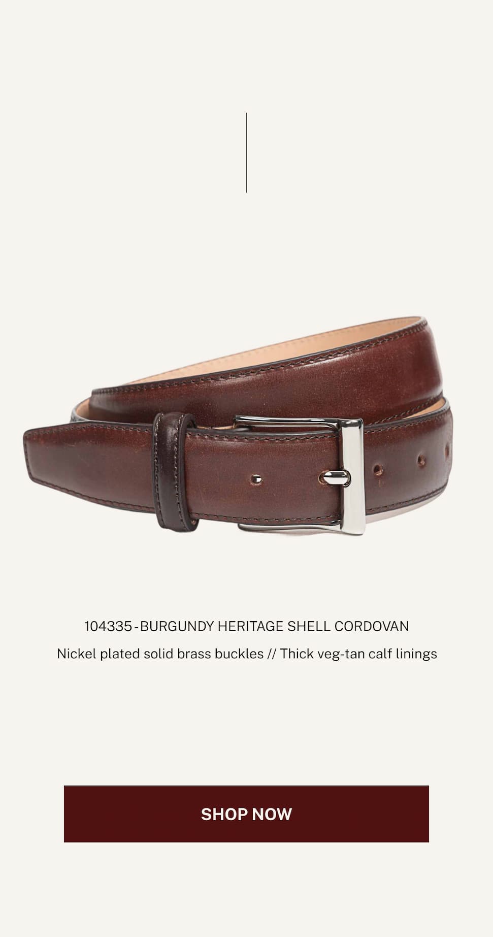 Burgundy Shell Cordovan Belt