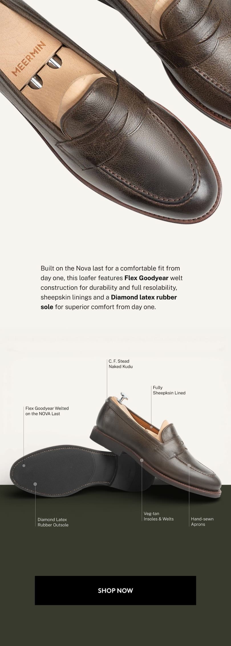 Caper Green Naked Kudu Penny Loafer