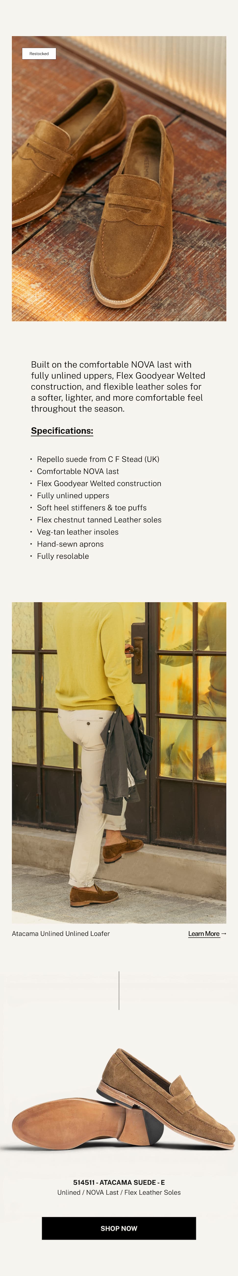 Unlined Atacama Suede Penny Loafer