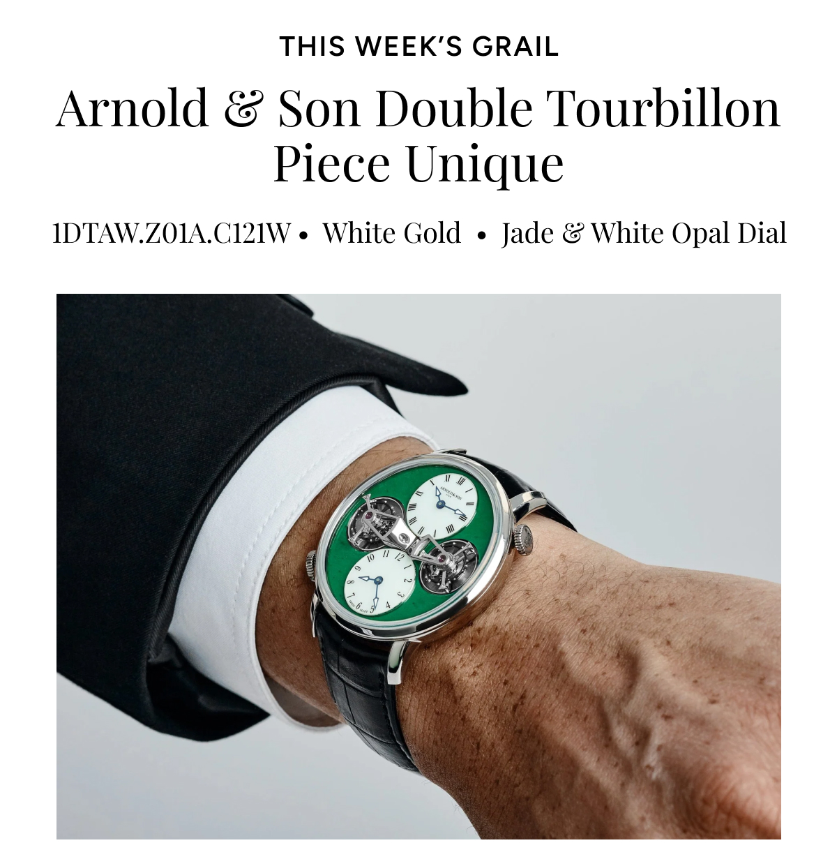 Arnold & Son Double Tourbillon 1DTAW.Z01A.C121W White Gold Jade Green White Opal Dial