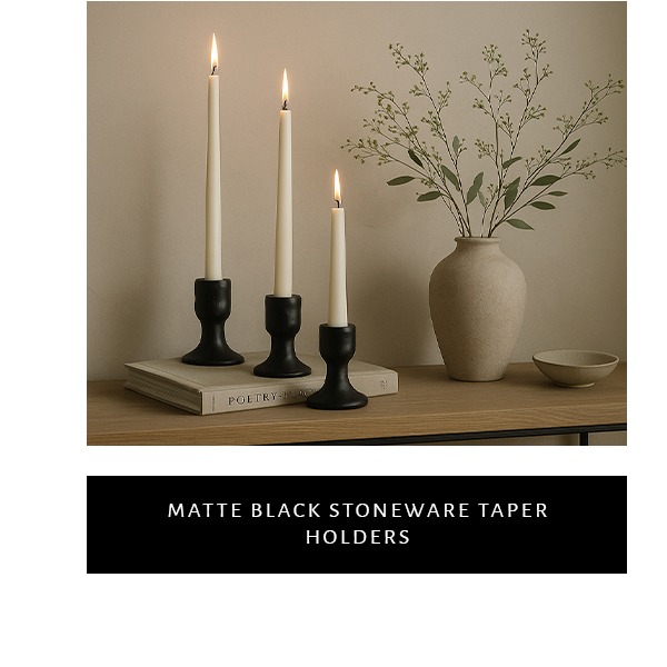 Matte black stoneware taper holders