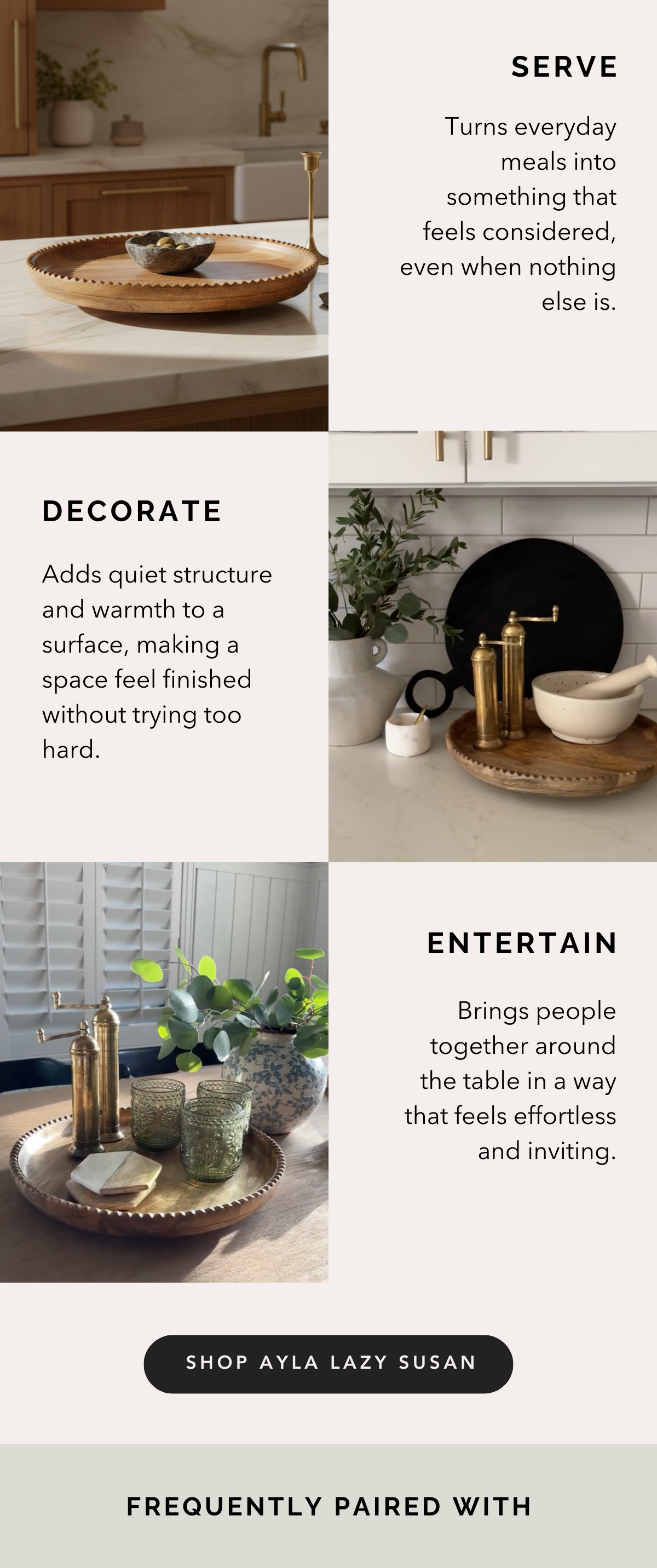 a wooden tray styled three ways