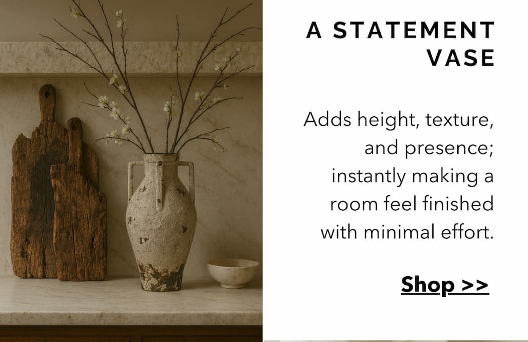 Ardelle Urn with rustic wood boards