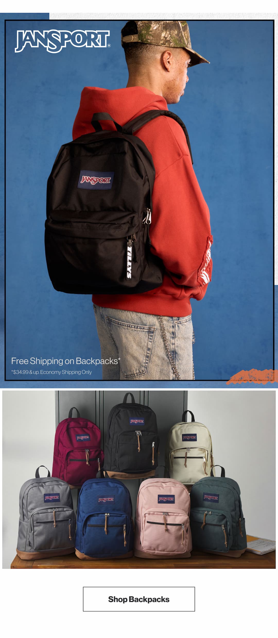 Free Shipping on Backpacks $34.99 and up