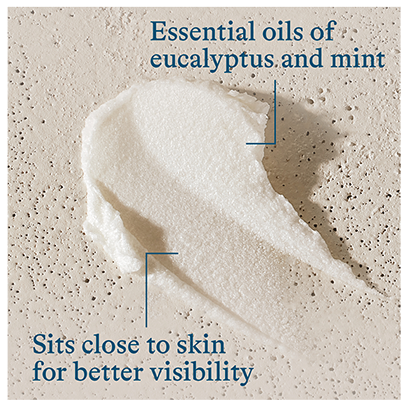 Image of shave cream. Essential oils of eucalyptus and mint