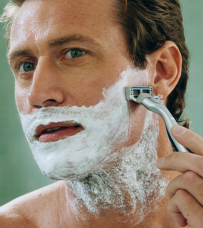 Man Shaving Face