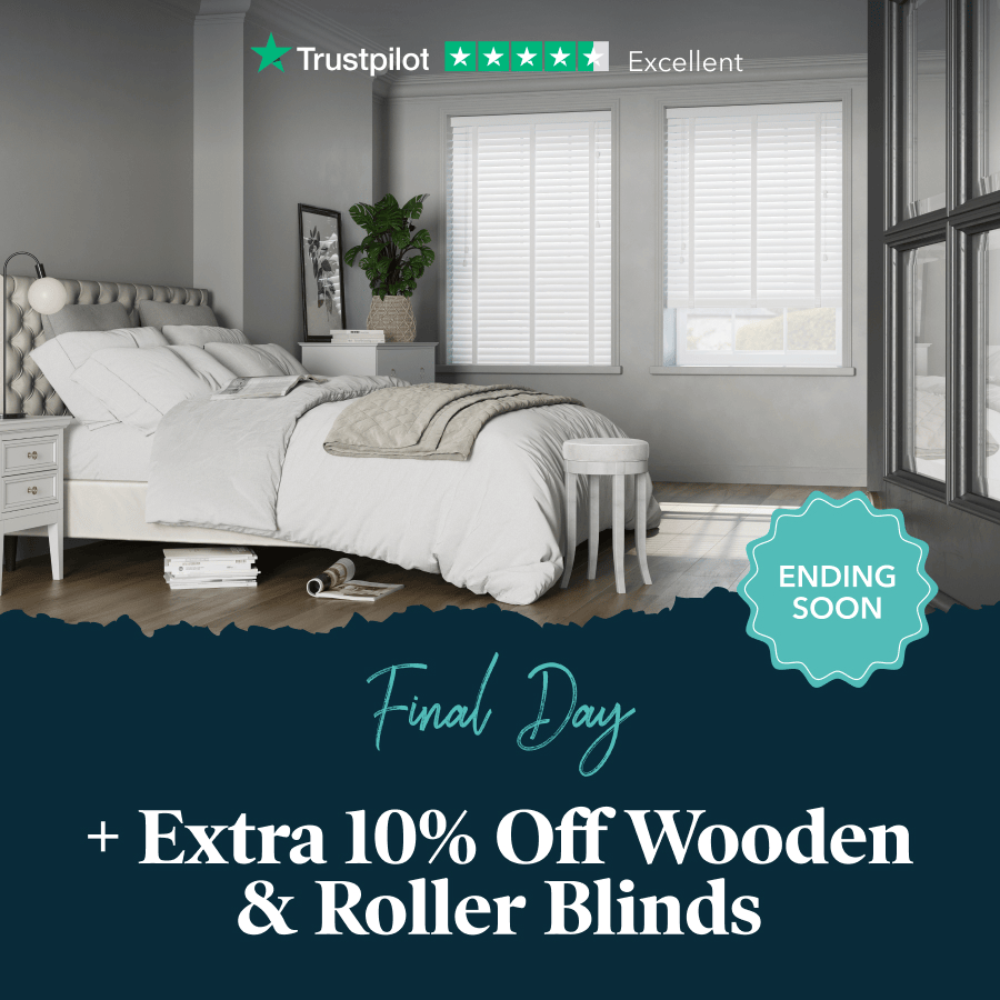 Extra 10% off wooden & roller blinds